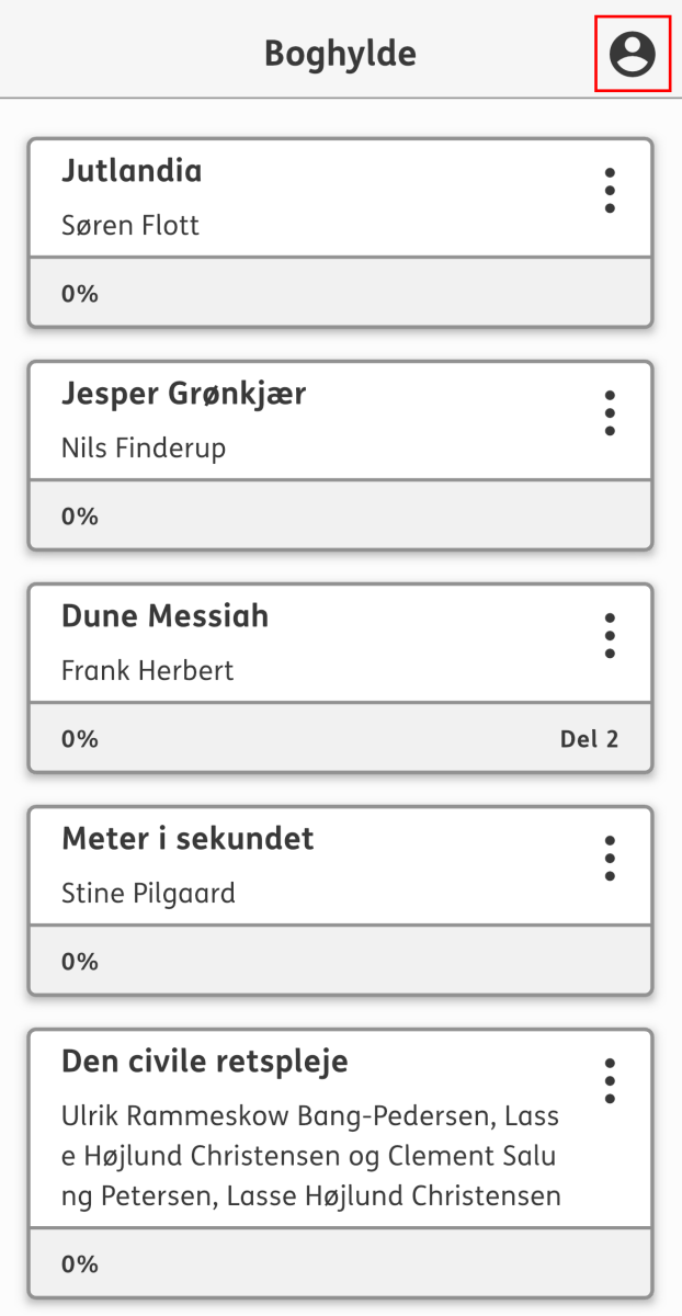 Skærmbillede som viser placeringen af knappen "Profilside".