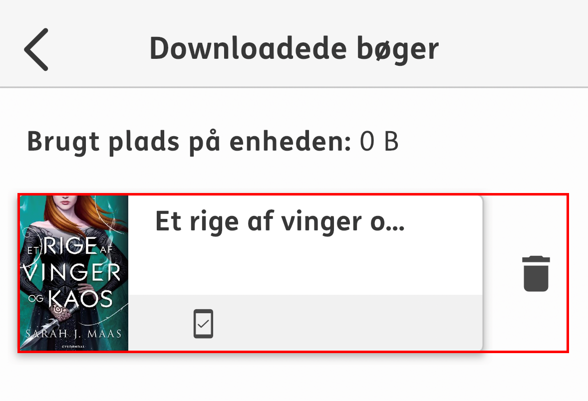 Skærmbillede som de bøger du har downloaded i Notas app 