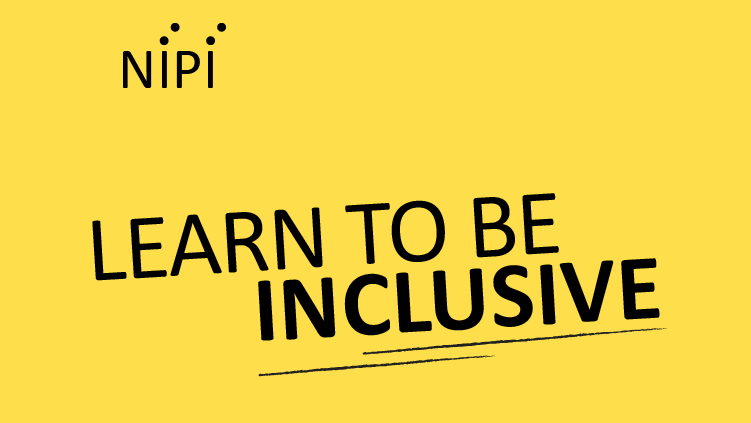Billede med teksten: NIPI Learn to be inclusive